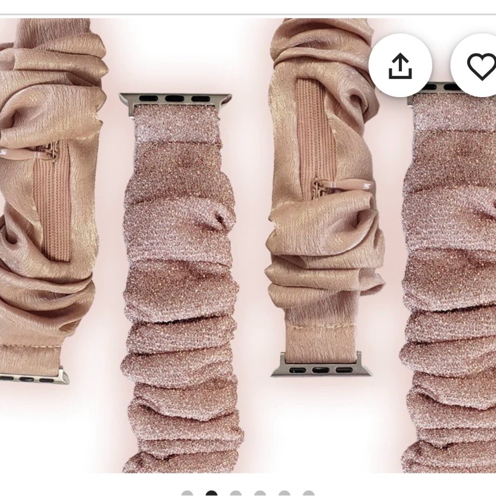 Rose Gold 41mm Scrunchie Apple Watch Band w/ zipper pouch - never used - Picture 2 of 2